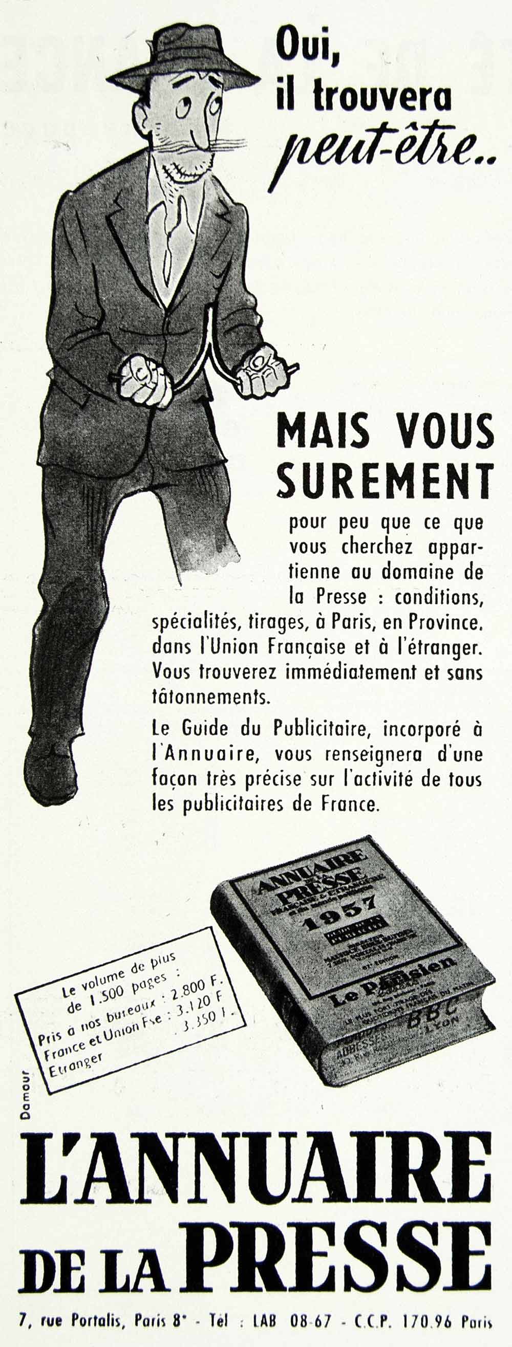1957 Ad L'Annuaire Presse Wishbone 7 Rue Portalis Circulation Figures VEN1