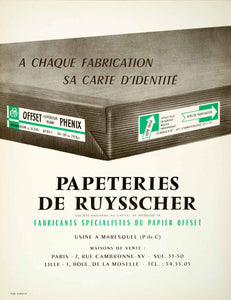 1957 Ad Phenix Offset Superieur De Ruysscher R Ansieau Paper French VEN1