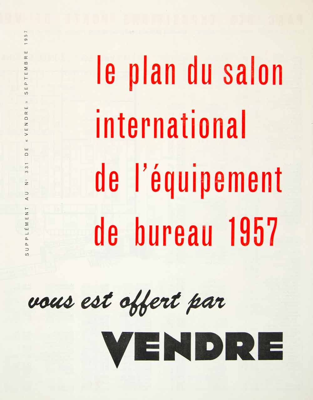 1957 Print Map Floor Plan Salon International Equipment Bureau Office VEN1