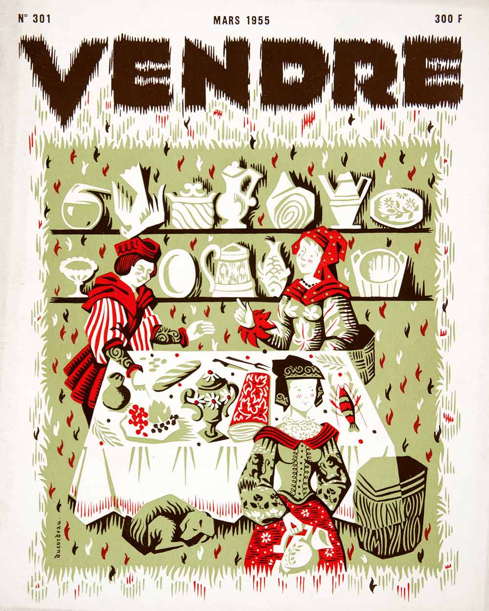 1955 Lithograph Cover Household Native Costume Vendre Dress Ducordeau Art VEN2