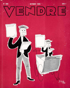 1955 Lithograph Cover Vendre Newspaper Boy Carriage De Coster Art Paper VEN2