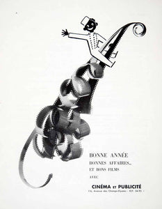 1955 Ad Cinema et Publicite French Advertisement Cinema Theatre Film Roll VEN2