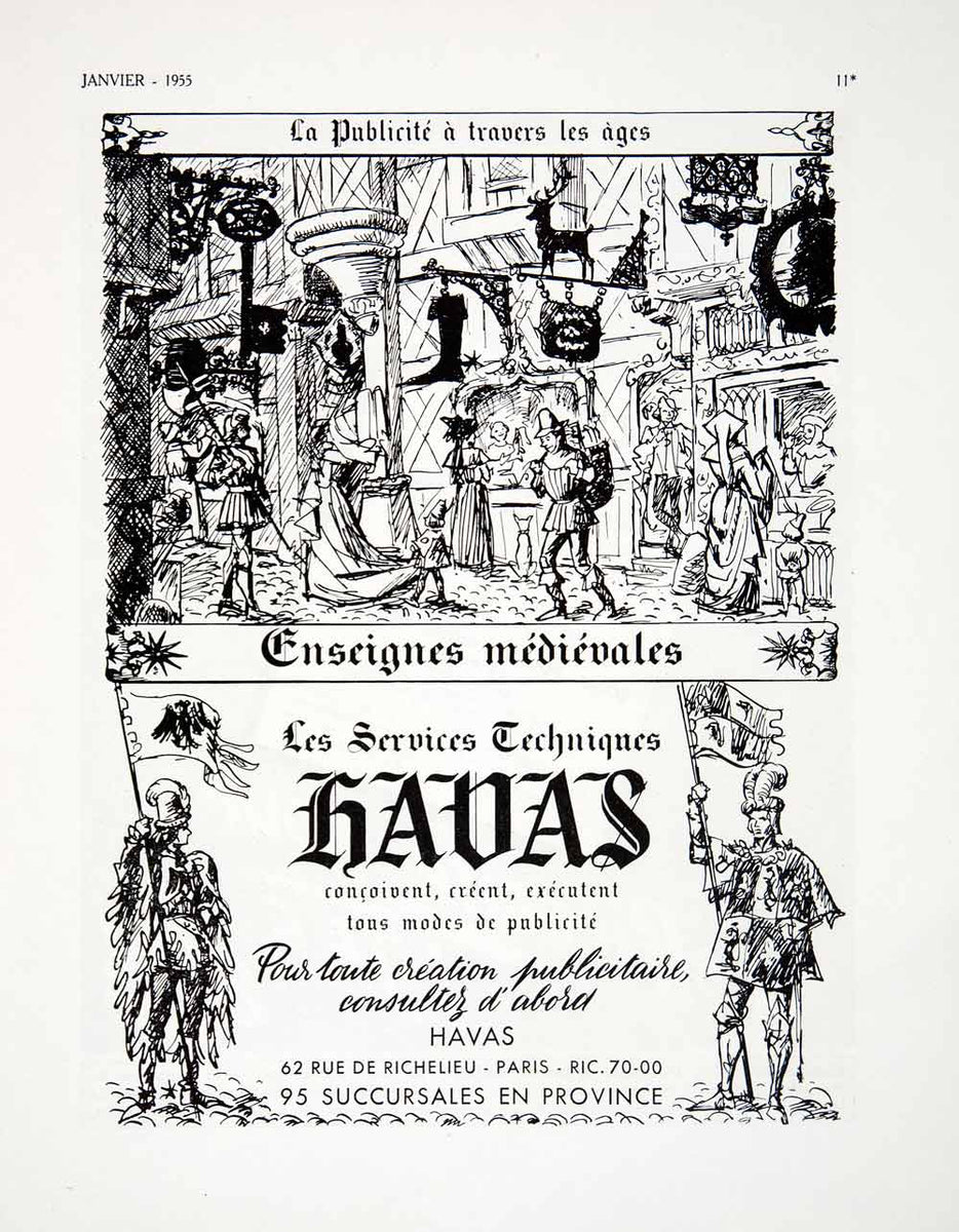 1955 Ad French Advertisement Medieval Banner Advertising Havas Armor V ...