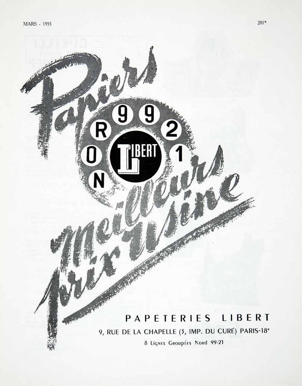 1955 Ad Paper Papeteries Libert La Chapelle Paris France Mill French VEN2