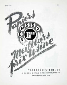 1955 Ad Paper Papeteries Libert La Chapelle Paris France Mill French VEN2