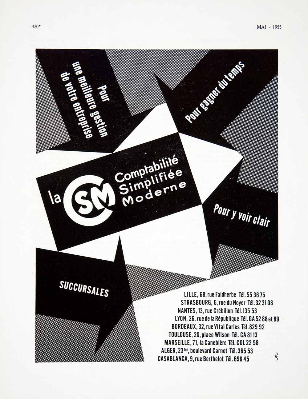 1955 Ad Accounting CSM Comptabilite Simplifiee Moderne French Avertising VEN2