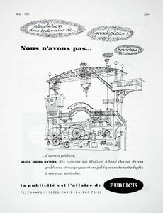 1955 Ad Publicis Advertising French France Champs-Elysees Paris Machine VEN2