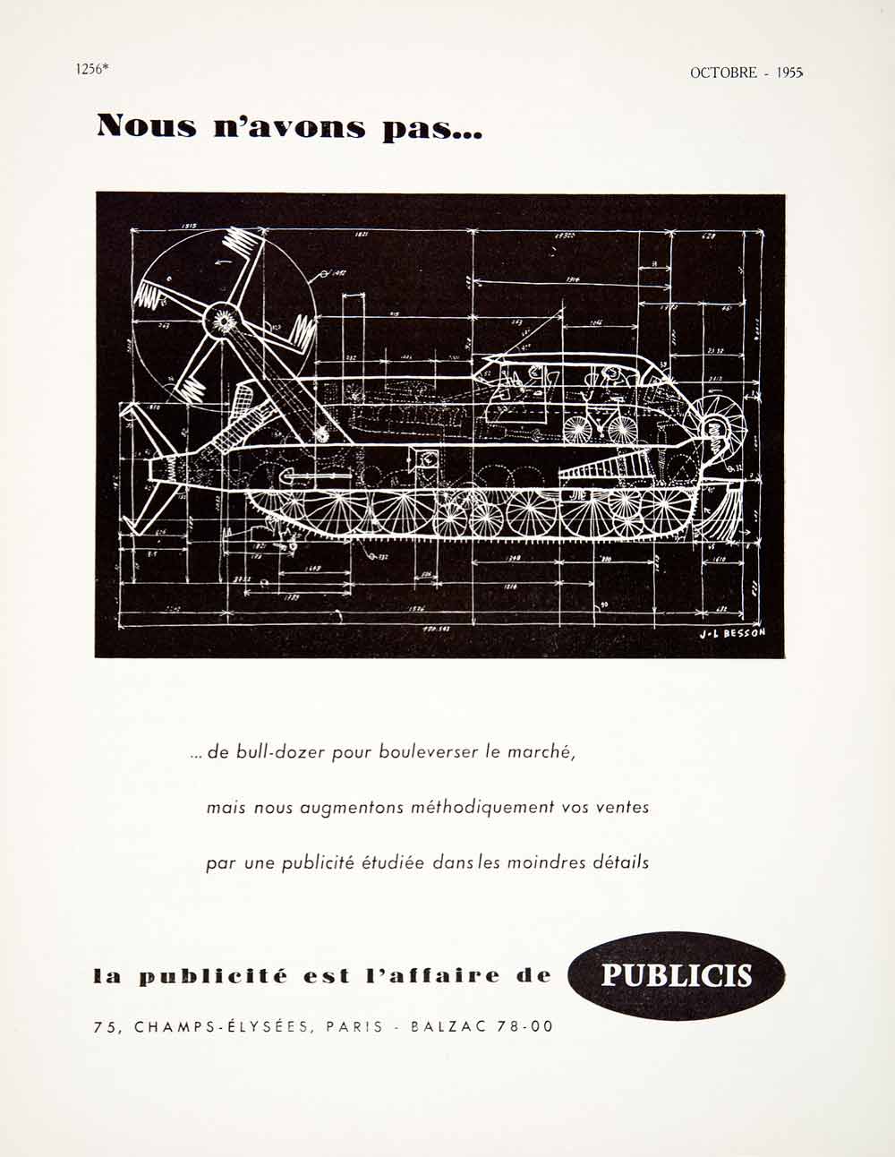 1955 Ad Besson Machinery Artillery Publicis Advertising Agency Bulldozer VEN2