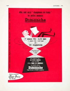 1955 Ad Dimanche Journal Newspaper Regie-Presse News French France Sunday VEN2