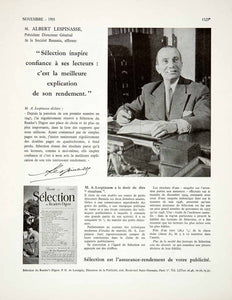 1955 Ad Selection Reader's Digest Albert Lespinasse Portrait French VEN2