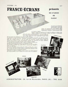 1955 Ad France-Ecrans Studio Clichy French Advertisement Rue Montevideo VEN2