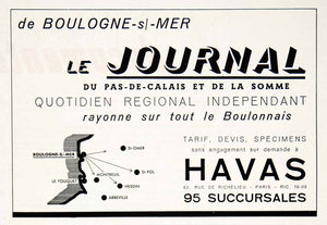 1955 Ad Boulogne Journal Havas Newspaper France Montreuil French Paris VEN2
