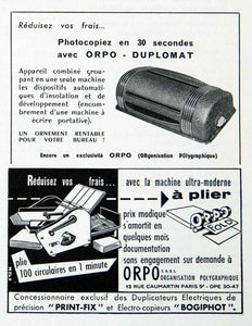 1955 Ad ORPO Polygraph Duplomat French Photocopy Office Printer Machine VEN2