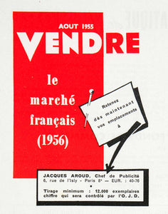 1955 Ad Vendre French Market Advertising Slots Jacques Aroud Business VEN2