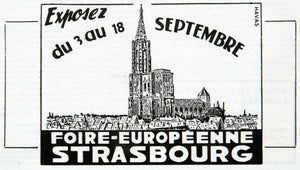 1955 Ad Strasbourg European Fair France Cathedral Old Town French VEN2