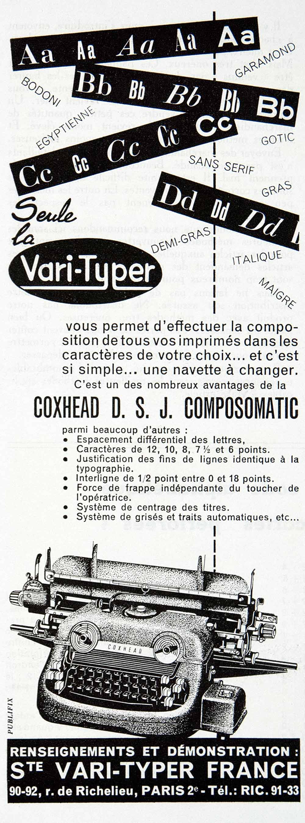 1955 Ad Typewriter Publishing Coxhead Vari-Typer Composomatic Writing VEN2