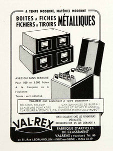 1955 Ad French Advertising Metal Filing Cabinet Val-Rex Valreas Seine VEN2