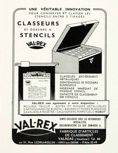 1955 Ad Val-Rex Metal Filing Cabinet Office Supplies Rue Ledru-Rollin VEN2