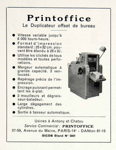 1955 Ad Copier Photocopier Printoffice Avenue du Maine Paris France French VEN2