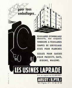 1955 Ad Les Usines Laprade Packaging Package Shipping Train French VEN2