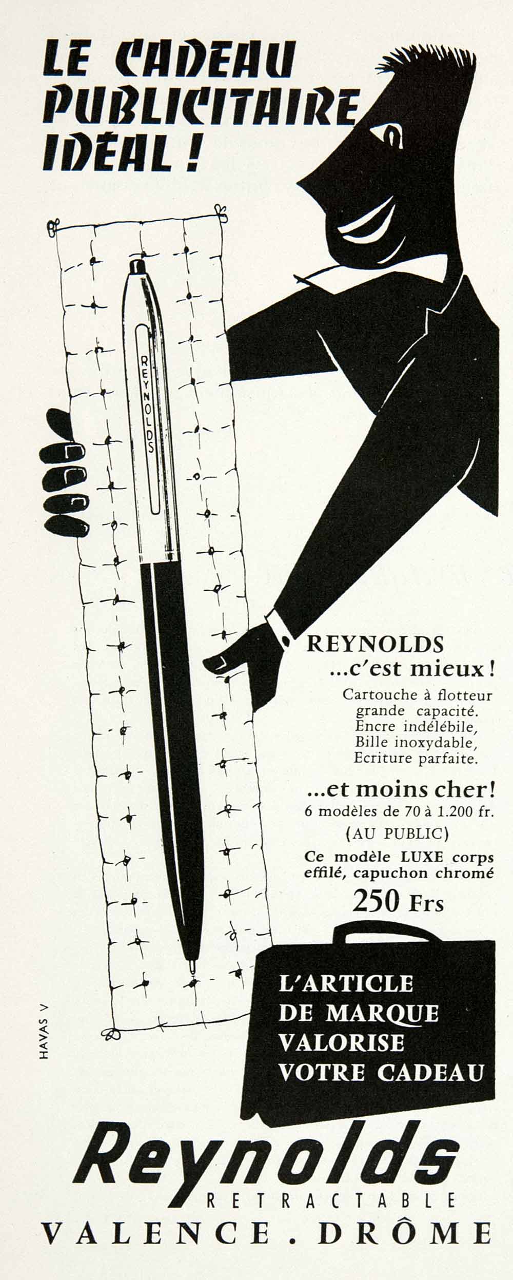 1955 Ad Reynolds Pen Writing Haves French Advertising Advertisement Drome VEN2