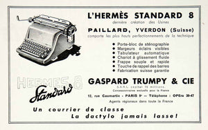 1955 Ad Gaspard Trumpy L'Hermes Standard 8 Typewriter Typist Caumartin VEN2