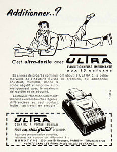 1955 Ad Calculating Machine Calculation Ultra Eurotype Rue St Georges Paris VEN2