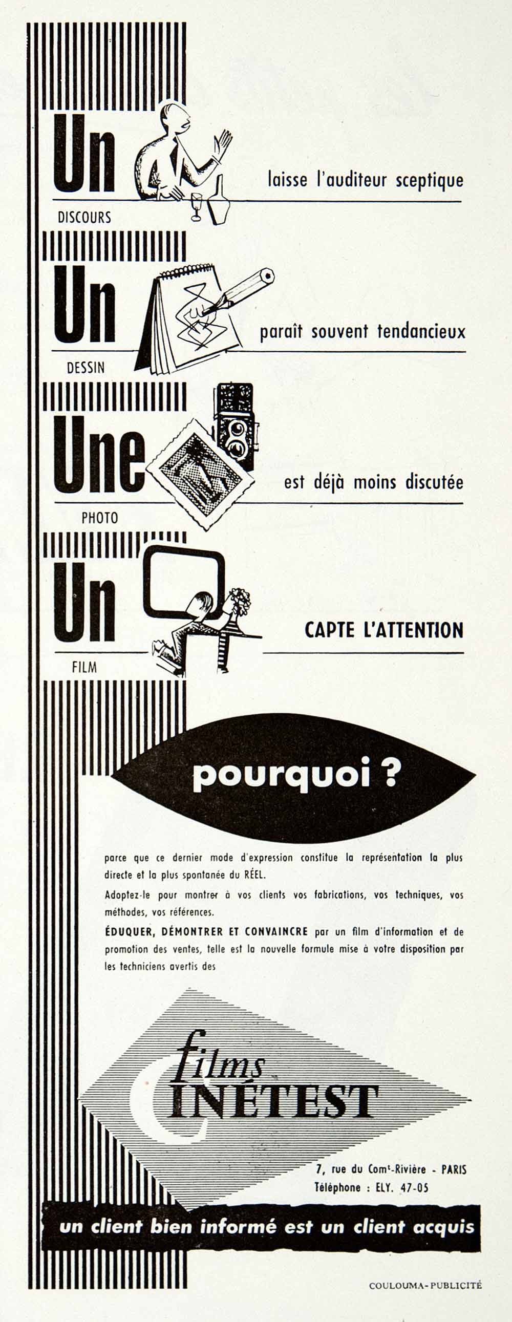 1955 Ad Films Cinetest Movies Rue du Com-Riviere Paris France French VEN2