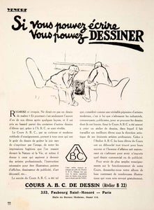 1924 Ad Cours ABC Dessin 252 Faubourg Saint-Honroe Paris Drawing French VEN3