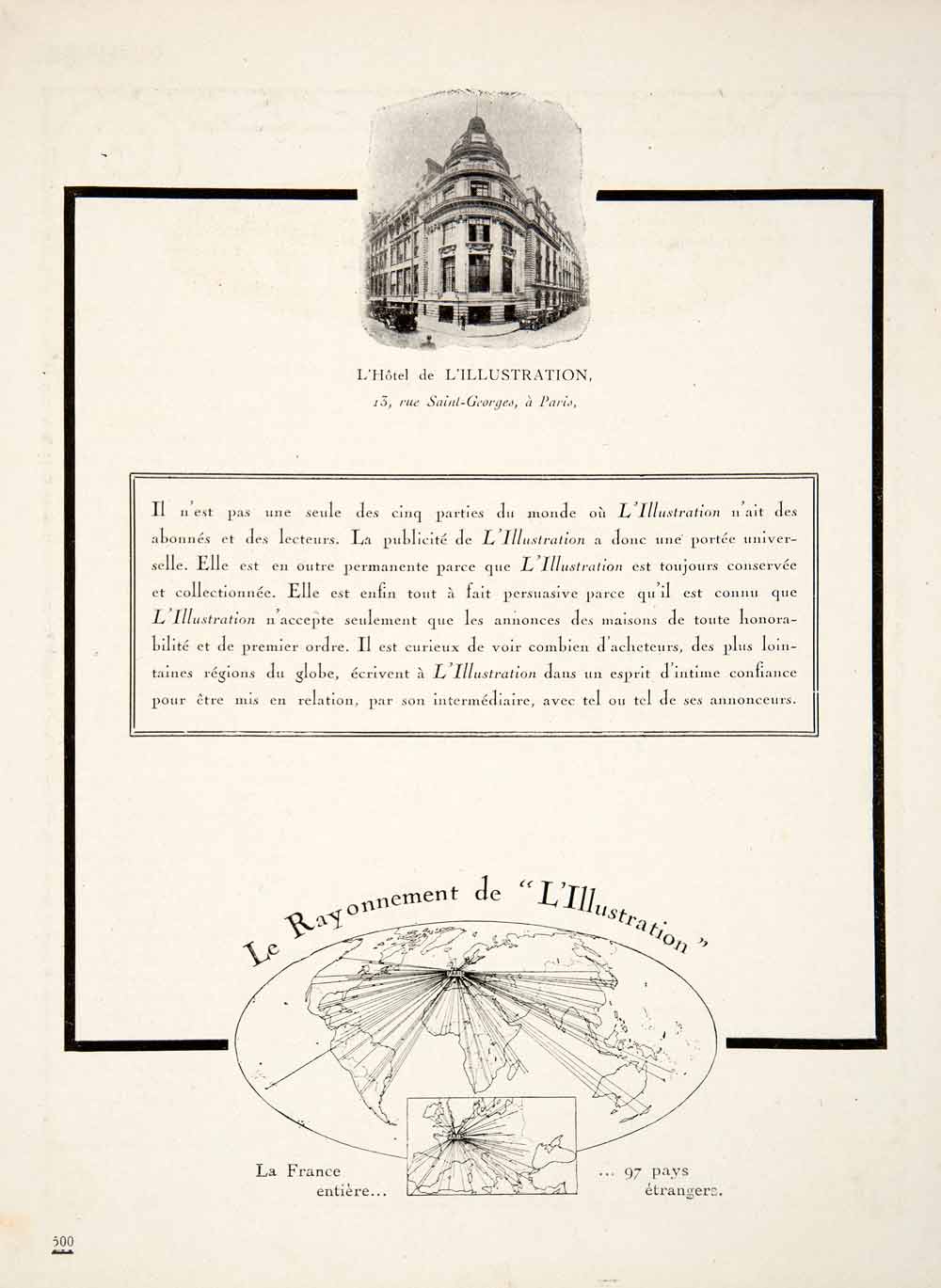 1924 Ad L'Illustration 13 Rue Saint-Georges Paris Circulation French VEN3