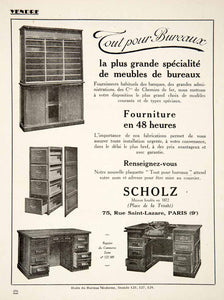 1924 Ad Scholz 75 Rue Saint-Lazare Paris Furniture Desk Filing Cabinet VEN3