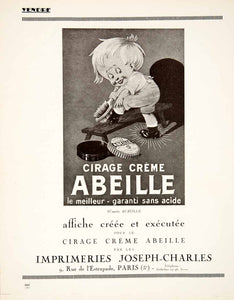 1924 Ad Abeille Wax Imprimeries Joseph-Charles 9 Rue l'Estrapade Paris VEN3