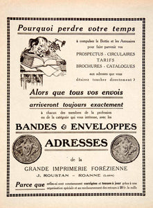 1924 Lithograph Ad Grande Imprimerie Forezienne J Roustan Envelopes VEN3