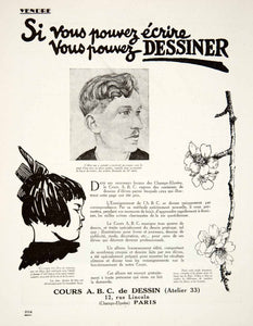 1924 Ad Cours ABC Dessin 12 Rue Lincoln Drawing Studio 33 Lessons Course VEN3