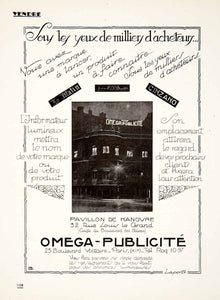 1924 Ad Omega-Publicite Advertising Agency French Pavillon Hanovre 32 Rue VEN3