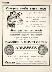 1924 Ad Forezienne Creepy Roustan Address Envelopes Printing Press Spider VEN3