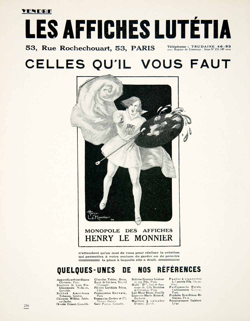 1925 Ad Lutetia Henry Le Monnier French Advertising Agency Painter VEN3