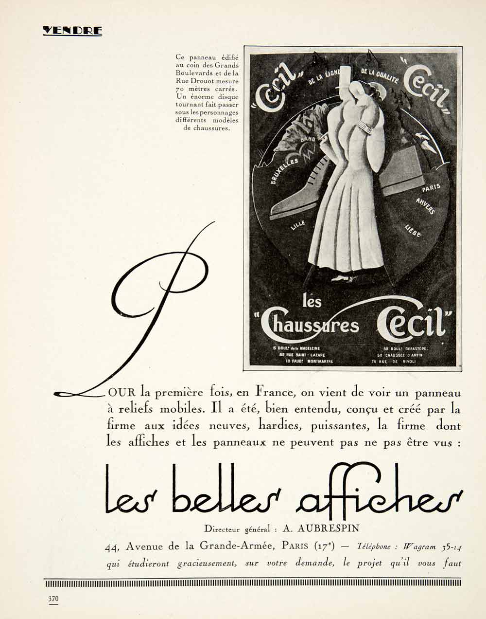 1925 Ad Shoes Cecil Belles Affiches A Aubrespin 44 Avenue Grande-Armee VEN3
