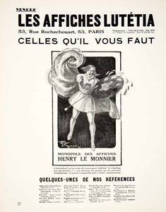 1925 Ad Affiches Lutetia Henry Le Monnier French Advertising Agency Palette VEN3