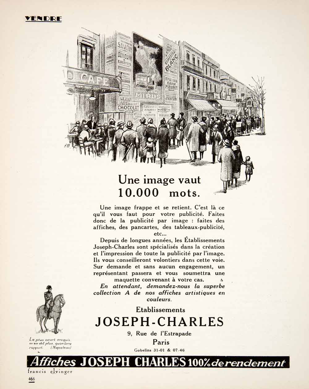 1925 Ad Joseph-Charles 9 Rue L'Estrapade Advertising Agency Firm French VEN3