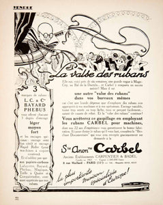 1925 Ad Carbel Carpentier Badel Waltz Typewriter Ribbon Carbon Paper French VEN3