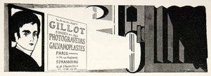 1924 Ad Gillot Printing Agency Galvanoplastes Art Deco 79 Madame Face VEN3