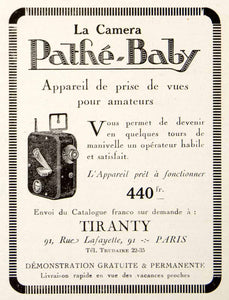 1924 Ad Camera Pathe-Babu Tiranty Device French 91 Rue Lafayette Box VEN3