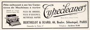 1924 Ad Typecleaner Berthelot Suard Sebastopol Typewriter Cleaner French VEN3