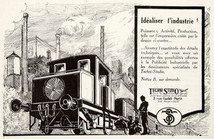 1924 Ad Locomotive Train Techni-Studio French 3 Rue Cadet Design French VEN3
