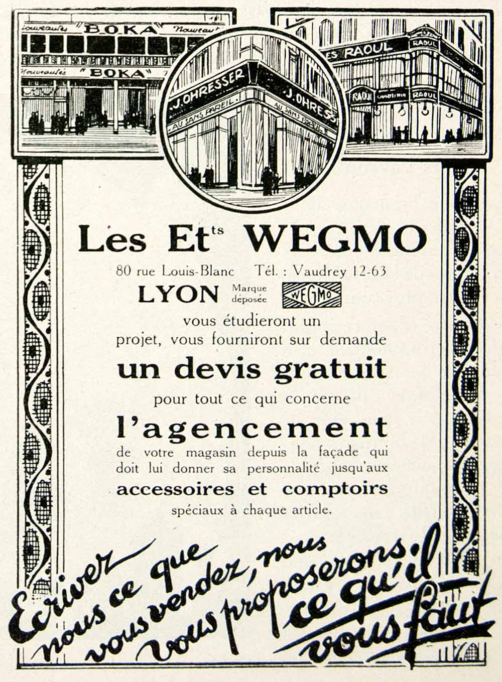 1925 Ad WEgmo 80 Rue Louis-Blanc Advertising Store Face Front Shop VEN3