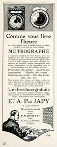 1925 Ad A. Paul Japy Berne-Seloncourt Didier Metrographe French Time VEN3