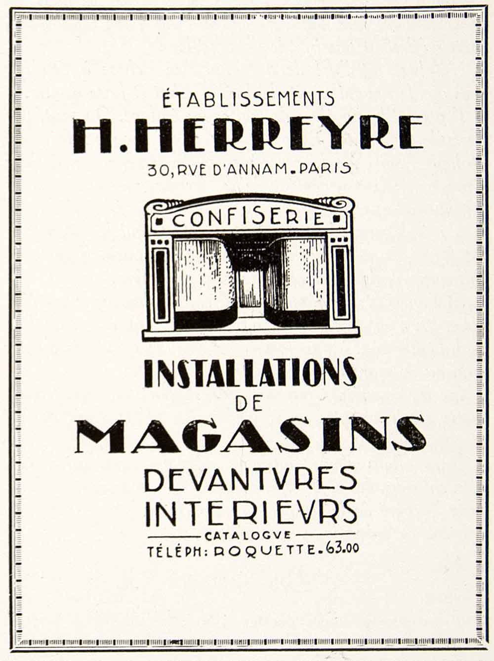 1925 Ad H Herreyre 30 Rue D'Annam Store Displays Marketing Consultant VEN3