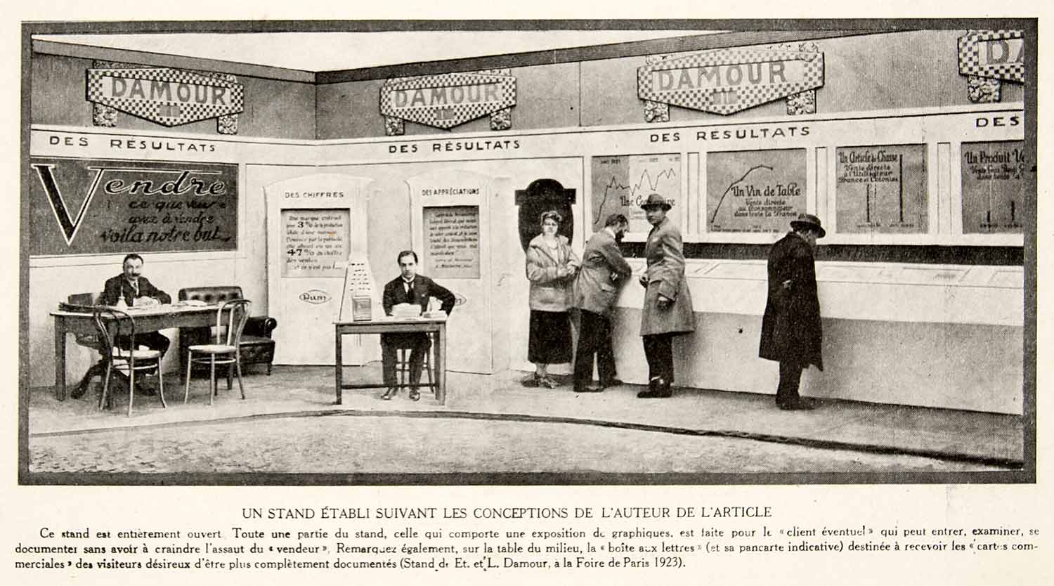 1924 Print Foire Paris Fair Booth Damour Advertising Agency Table Stand VEN3