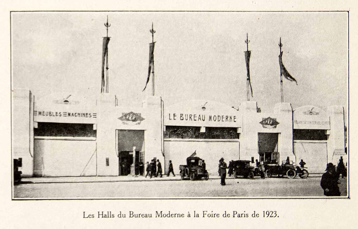 1924 Prints Foire Paris Fair Hall Bureau Moderne French Buildings Street VEN3